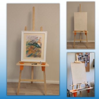 Напольный мольберт Лира со стаканчиками и планшетом (50*70 см) SoulArt h=175 см
