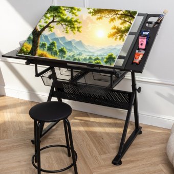 Стол рабочий стеклянный для художников SoulArt, 60х85 см, регулируемый 