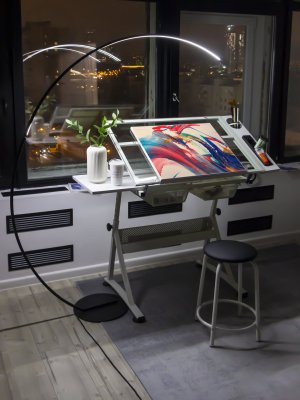 Стол SoulArt для художников, регулируемый, стеклянный, 60x85 см, белый