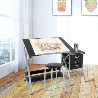 Стол для художников SoulArt, с тумбочкой, регулируемая столешница, 60x90 см