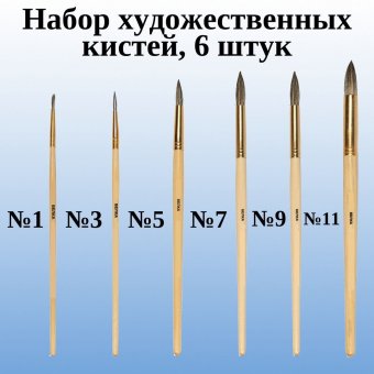 Набор художественных кистей SoulArt, круглые, 6 шт
