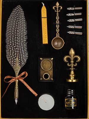 Перьевая ручка, набор для каллиграфии с чернилами и подставкой, серое перо SoulArt 228565