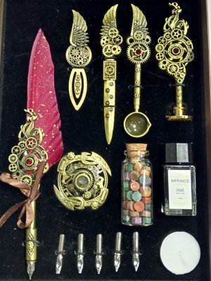 Перьевая ручка, набор для каллиграфии с чернилами и подставкой, красное перо SoulArt 228567