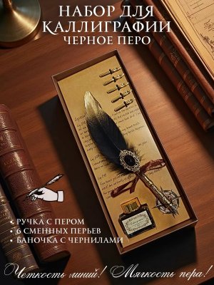 Перьевая ручка, набор для каллиграфии с чернилами, черное перо SoulArt 228744