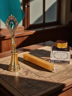 Перьевая ручка, набор для каллиграфии с чернилами и подставкой, бирюзовое перо SoulArt 228746