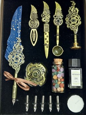 Перьевая ручка, набор для каллиграфии с чернилами и подставкой, синее перо SoulArt 228755