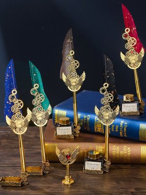 Перьевая ручка, набор для каллиграфии с чернилами и подставкой, зеленое перо SoulArt 228758