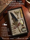 Перьевая ручка, набор для каллиграфии с чернилами и подставкой, черное перо SoulArt 228756